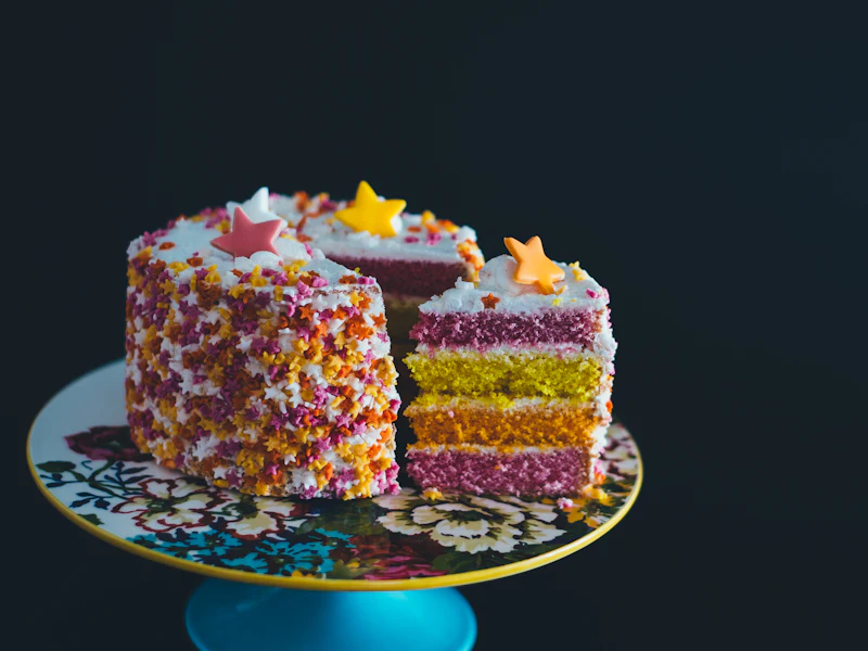 Colorful layered birthday cake