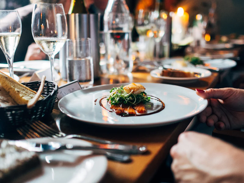 Plated dinner on a set table